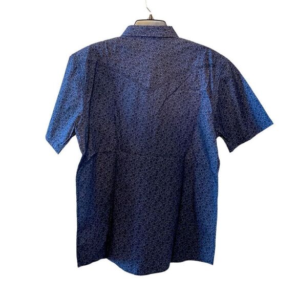 Moon shine blue black paisley print covered snaps pockets sleeve 5 inches - Picture 2 of 4